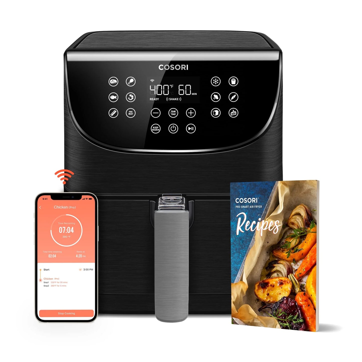 Air Fryer 5.8QT Pro Gen Smart 11-In-1 Toaster Oven , 100 Recipes Cookbook, 200+ Online Recipes , APP and Touch Screen Control, Works with Alexa & Google Assistant, Dishwasher-Safe