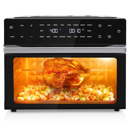 32 QT Large Air Fryer Ovens, Rotisserie Oven with Dehydrator, 19-In-1 Convection Toast Countertops Oven Combo, 6 Accessories