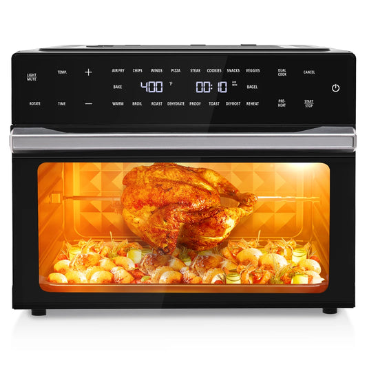 32 QT Large Air Fryer Ovens, Rotisserie Oven with Dehydrator, 19-In-1 Convection Toast Countertops Oven Combo, 6 Accessories