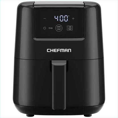 2 Qt Compact Air Fryer W/ Digital Display and Shake Reminder - Black, New