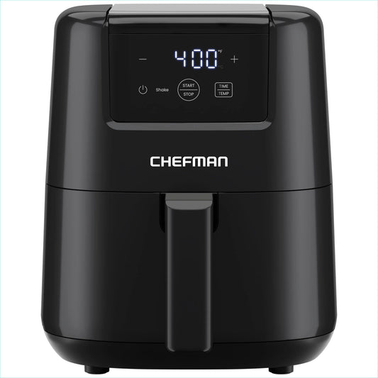 2 Qt Compact Air Fryer W/ Digital Display and Shake Reminder - Black, New