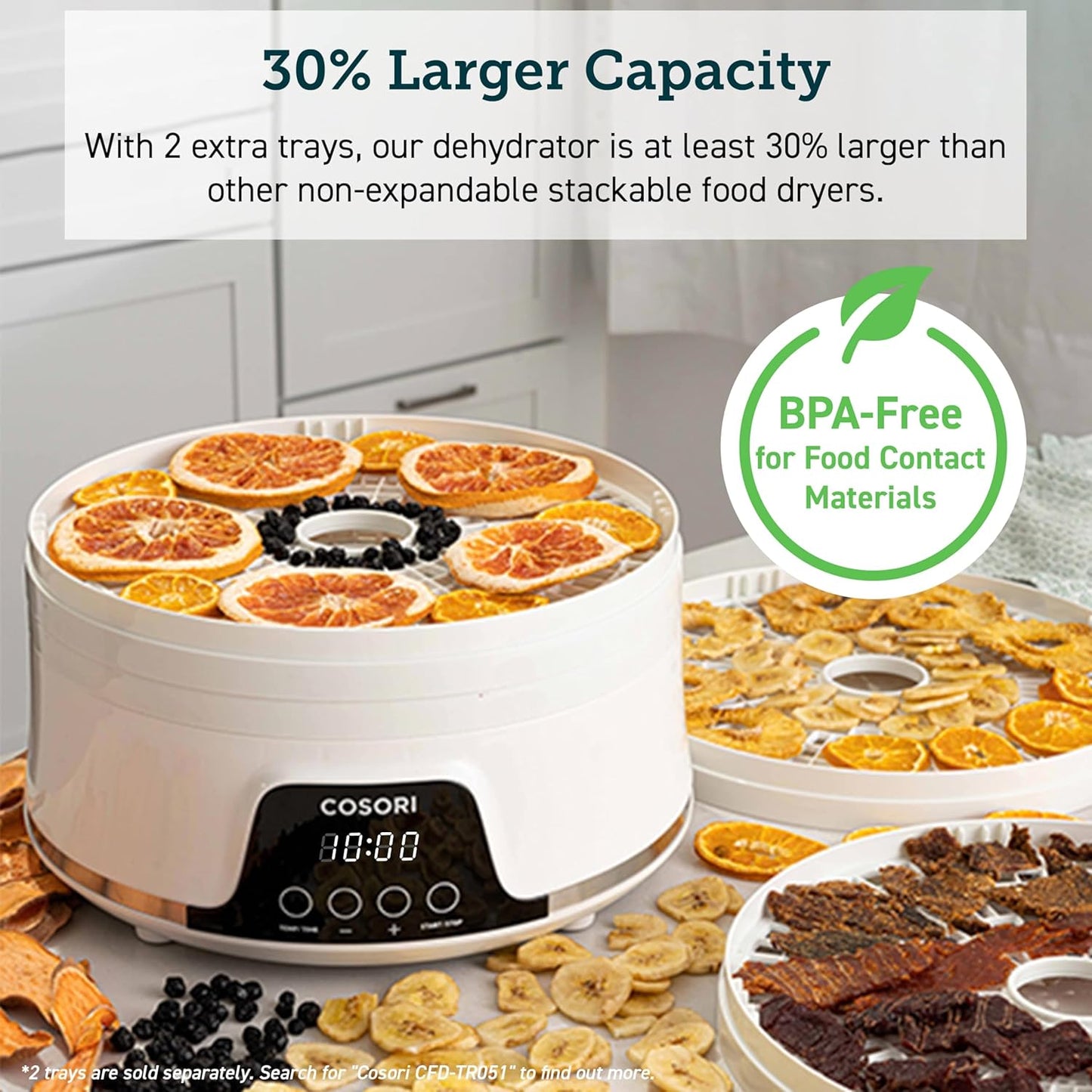 Food Dehydrator Machine for Jerky, 5 Trays with 165°F Temperature Control and 48H Timer, 350W Dryer for Fruit, Herbs, Meat, Veggies and Dog Treats, 50-Recipes Book Included