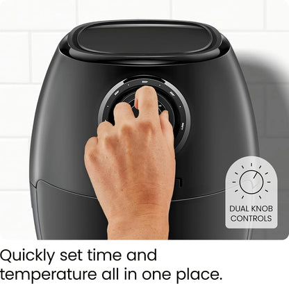 Turbofry 3.6-Quart Air Fryer, Dishwasher Safe Basket, 60 Minute Timer, Black