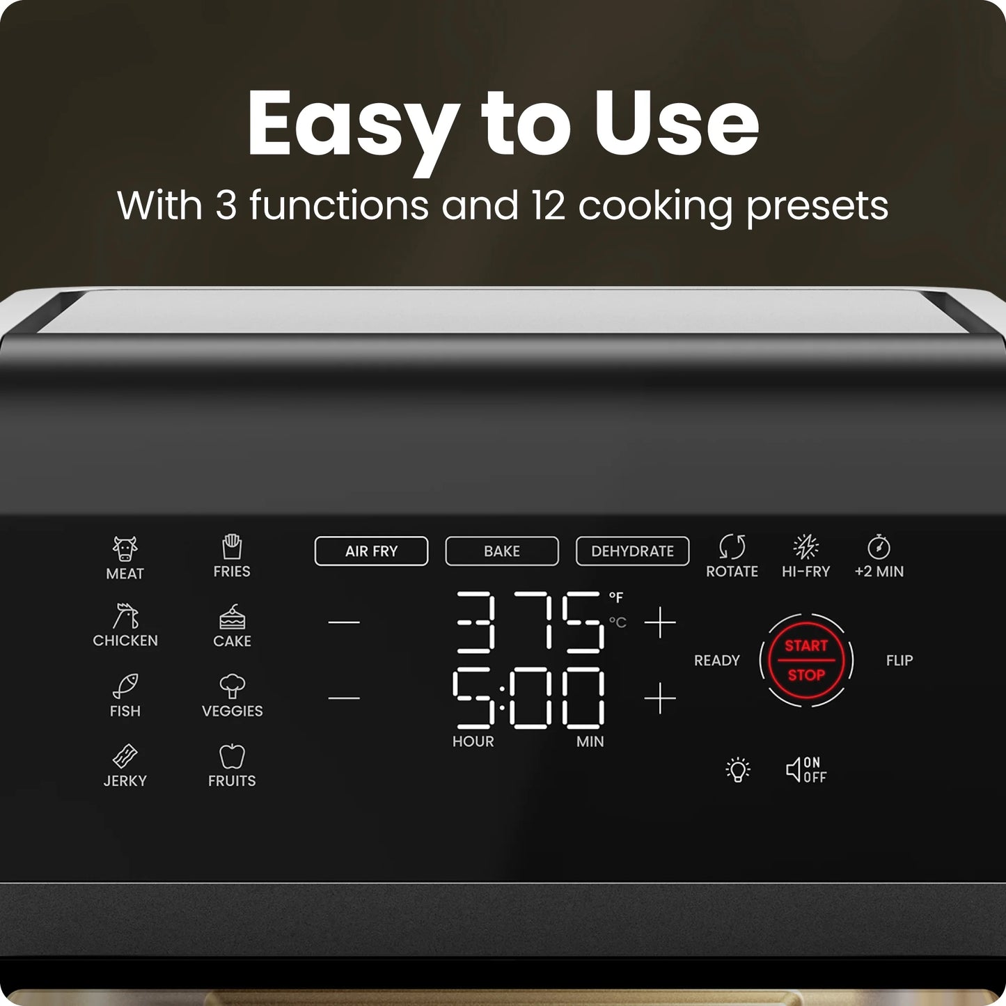 6-In-1 Multifunctional Air Fryer Oven W/ 12 Qt Capacity, Digital Touchscreen - Black, New
