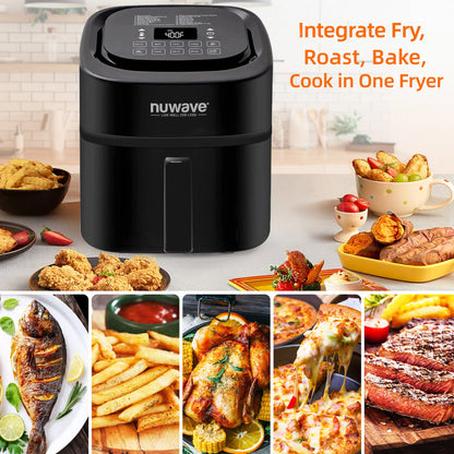 Brio 6-Quart Digital Air Fryer with One-Touch Digital Controls, Automatic Shutoff, Stainless Steel, Cooking