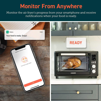 Air Fryer Toaster Oven Combo 13-In-1, 32Qt APP & Voice Control Convection Oven Countertop, Bake, Broil, Roast, Dehydrate, Sous Vide, 134 Recipes & 4 Accessories, Black, Stainless Steel