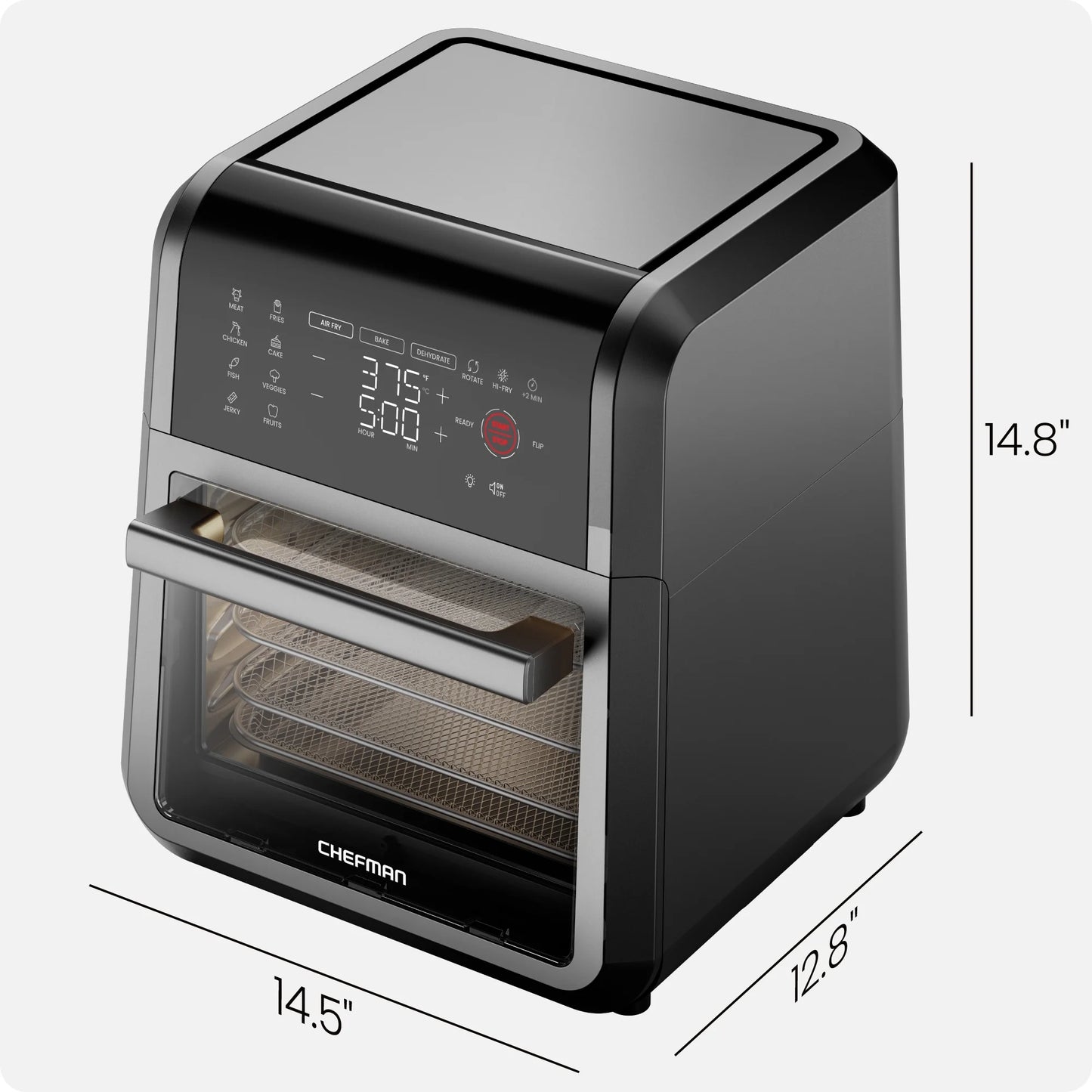 6-In-1 Multifunctional Air Fryer Oven W/ 12 Qt Capacity, Digital Touchscreen - Black, New