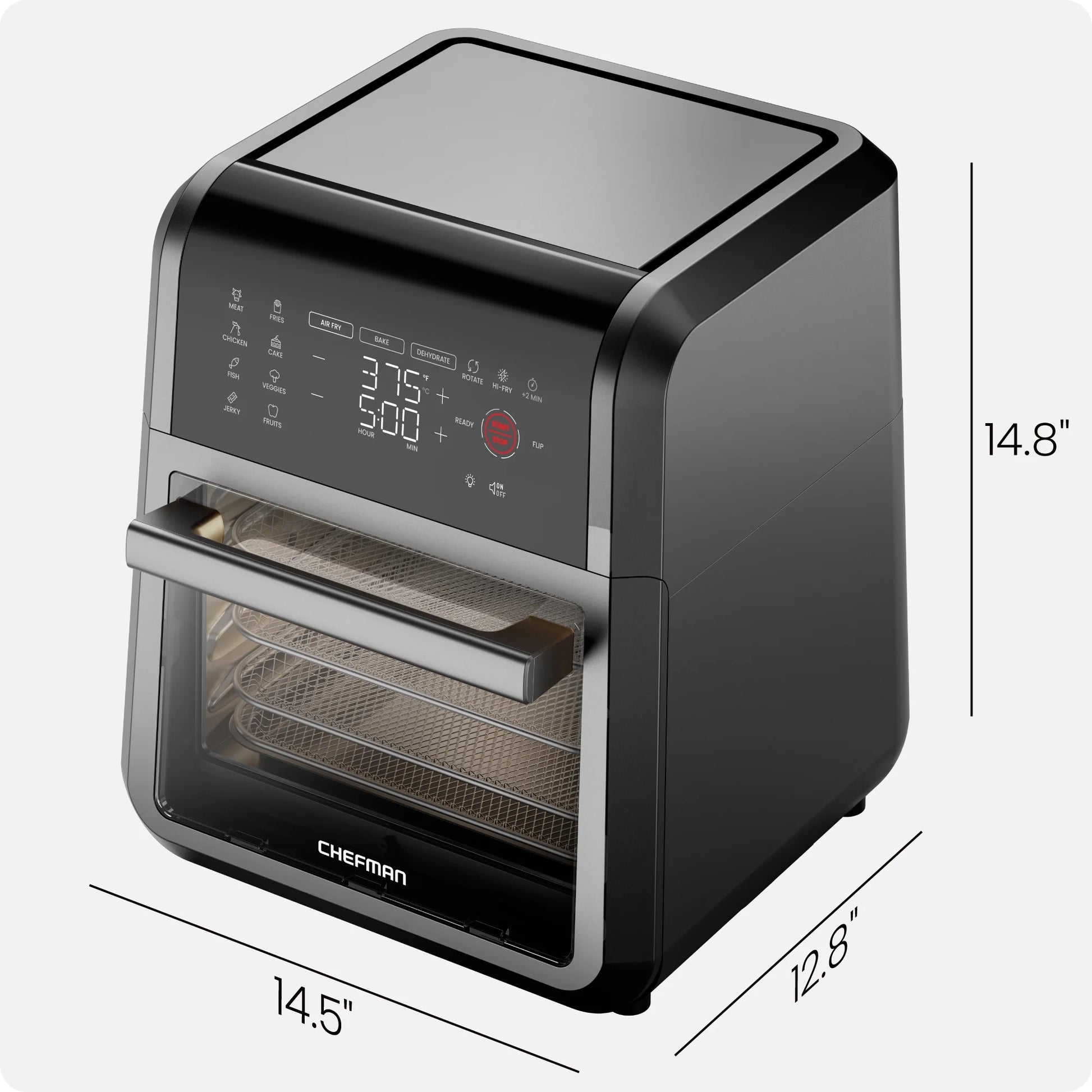 6-In-1 Multifunctional Air Fryer Oven W/ 12 Qt Capacity, Digital Touchscreen - Black, New