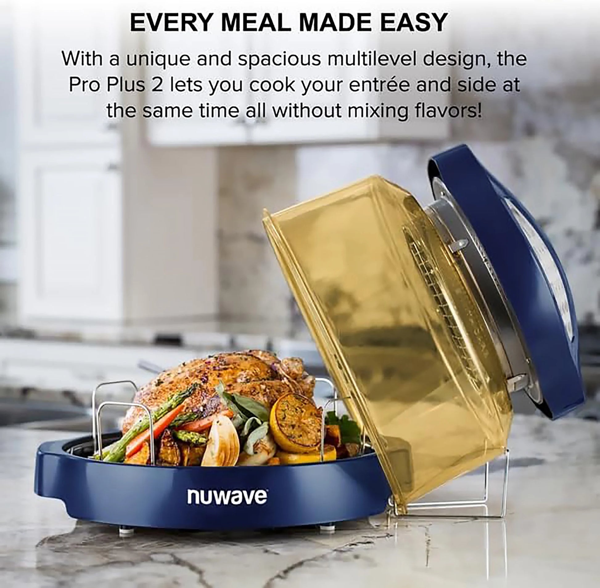 Pro plus 2 Air Fryer, Infra-Red Oven Cook Healthy, 360 Surround Cooking, Adjustable Temps, 100 Presets & 50 Memory Air Fryer, Durable Power Dome, Deep Blue