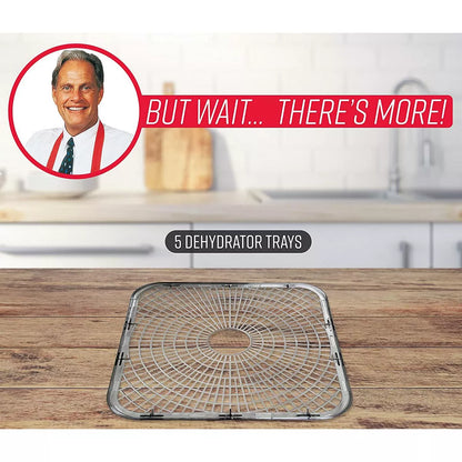 Ronco Turbo Ez-Store 5-Tray Dehydrator with Convection Air Flow, Food Preserver Adjustable Temperature Control, Quiet Operation