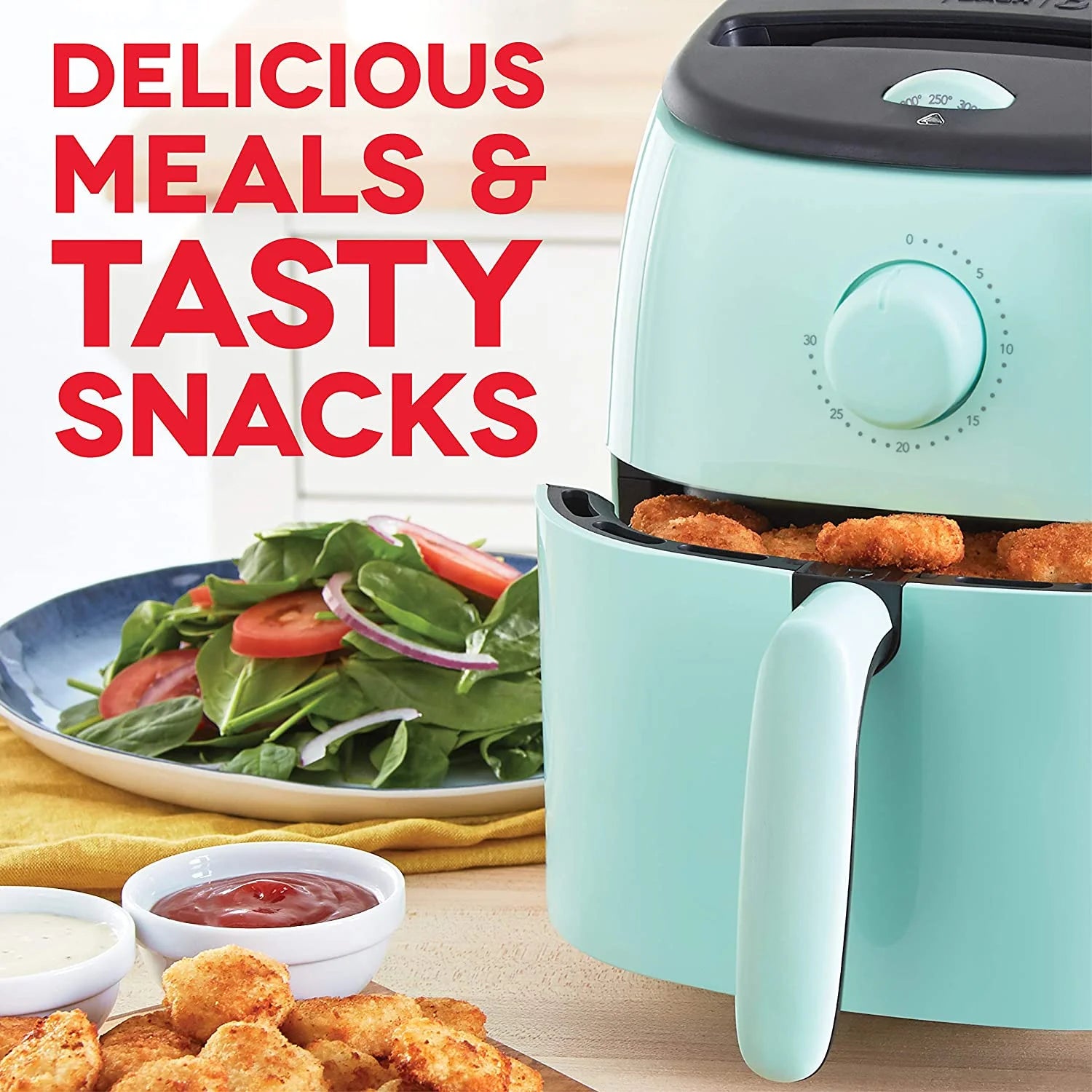 Tasti-Crisp 2.6Qt Air Fryer, Aqua - Auto Shutoff, Non-Stick Basket