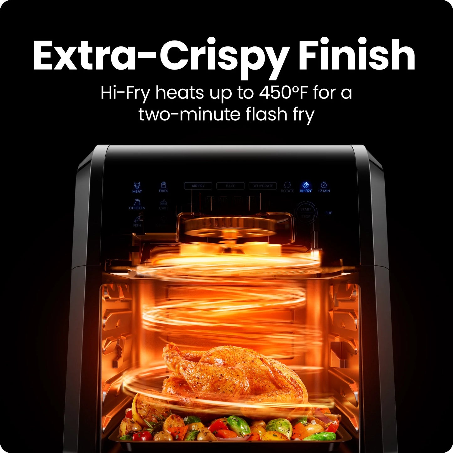 6-In-1 Multifunctional Air Fryer Oven W/ 12 Qt Capacity, Digital Touchscreen - Black, New