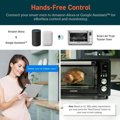 Air Fryer Toaster Oven Combo 13-In-1, 32Qt APP & Voice Control Convection Oven Countertop, Bake, Broil, Roast, Dehydrate, Sous Vide, 134 Recipes & 4 Accessories, Black, Stainless Steel