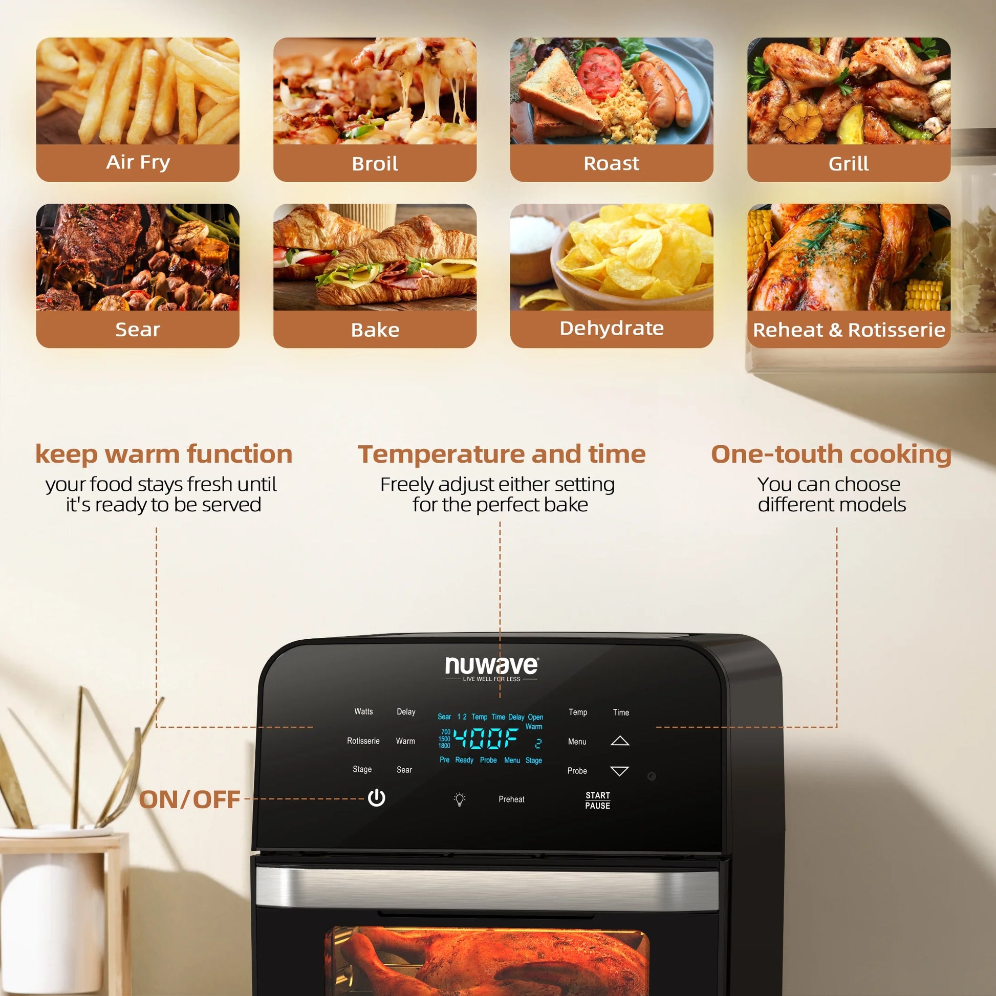 Brio 15.5 Qt Air Fryer, Black - Smart Thermometer