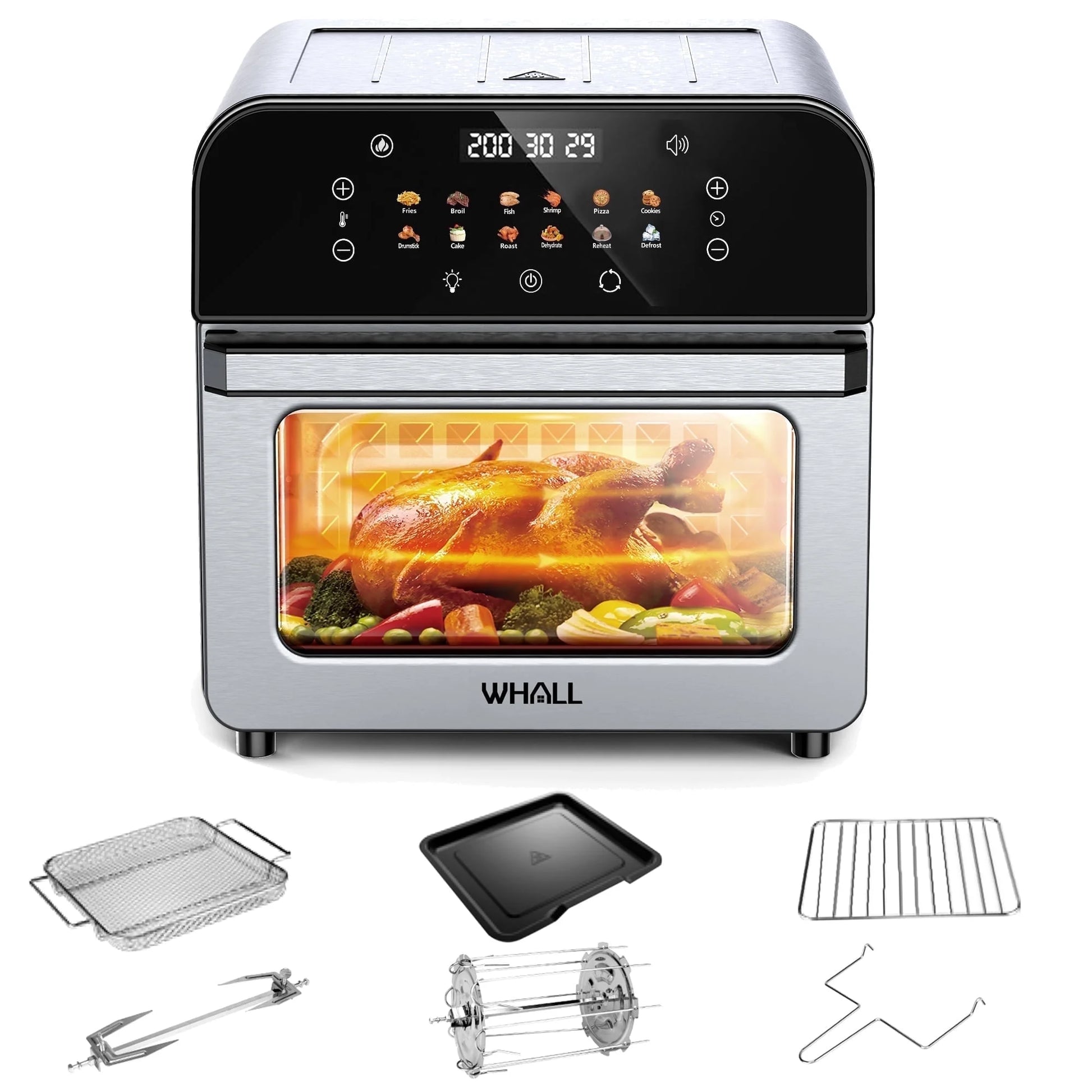 12QT Touchscreen Air Fryer Oven with 12 Pre-Set Menus and Clear Window, Less Oil