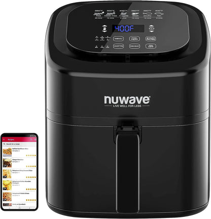 Brio 6-Quart Digital Air Fryer with One-Touch Digital Controls, Automatic Shutoff, Stainless Steel, Cooking