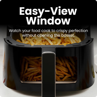 Turbofry Touch 4-Qt Easy-View Air Fryer W/ 4 Cooking Presets and 450F Hi-Fry Button - Black, New