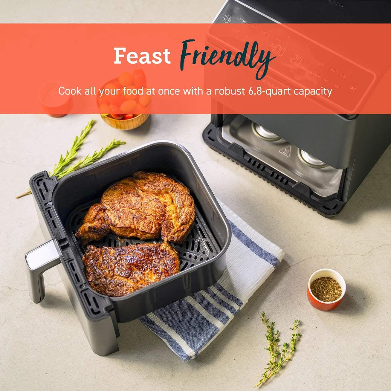 Dual Blaze 6.8Qt Ceramic Coating Smart Air Fryer - Dark Gray