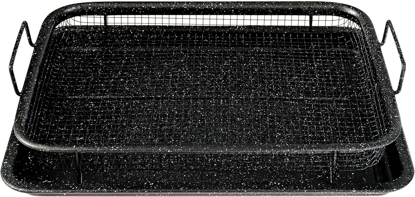 2-Piece Non-Stick Air Fryer Tray Bakeware Set for Oven with Crisper Pan and Cookie Sheet, 13 X 9-Inch (13" X 9" 2-Piece, Black)