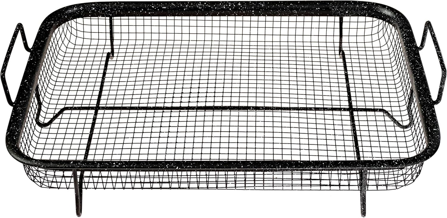 2-Piece Non-Stick Air Fryer Tray Bakeware Set for Oven with Crisper Pan and Cookie Sheet, 13 X 9-Inch (13" X 9" 2-Piece, Black)