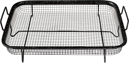 2-Piece Non-Stick Air Fryer Tray Bakeware Set for Oven with Crisper Pan and Cookie Sheet, 13 X 9-Inch (13" X 9" 2-Piece, Black)