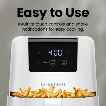 2 Qt Compact Air Fryer W/ Digital Display and Shake Reminder - White, New