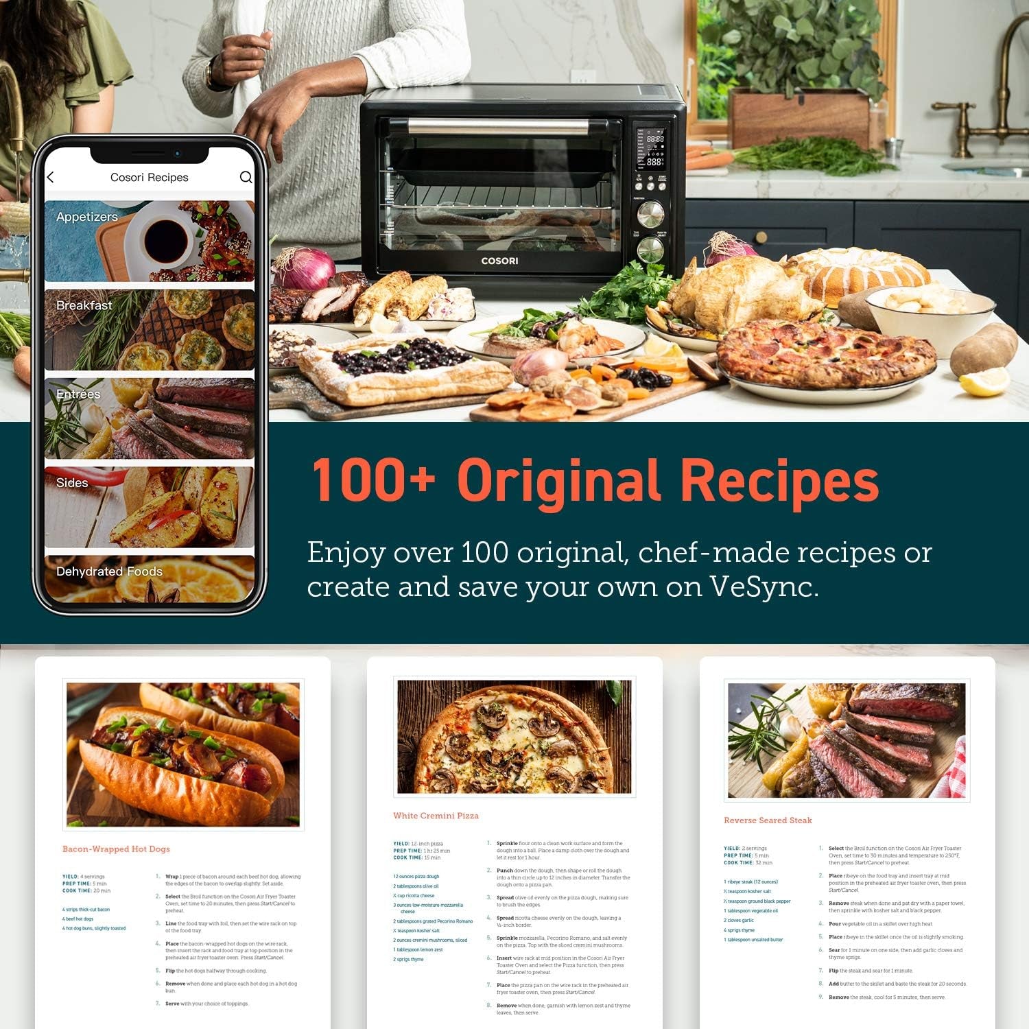 Air Fryer Toaster Oven Combo 13-In-1, 32Qt APP & Voice Control Convection Oven Countertop, Bake, Broil, Roast, Dehydrate, Sous Vide, 134 Recipes & 4 Accessories, Black, Stainless Steel