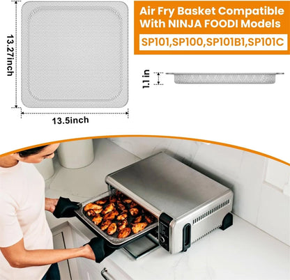 Replacement Air Fryer Basket for Ninja Foodi SP101 Air Fry Oven, Stainless Steel Air Fryer Accessories for Ninja Foodi SP100, SP101B1, SP101C