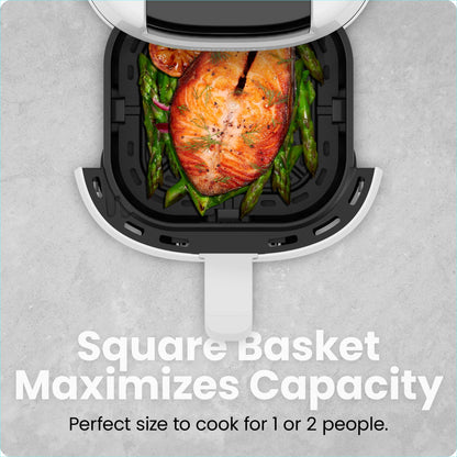 2 Qt Compact Air Fryer W/ Digital Display and Shake Reminder - White, New