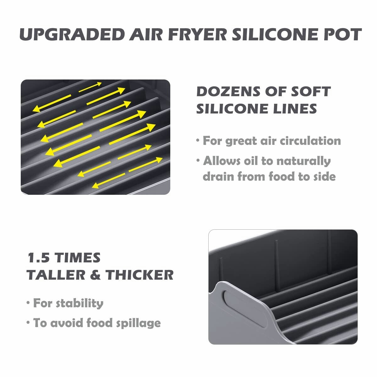 8 Inch Air Fryer Liners Square Silicone Pot with 5 PCS Air Fryer Magnetic Cheat