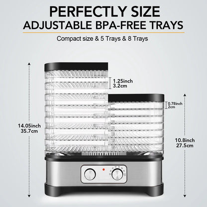 8 Layers Food Dehydrator, Electric Digital Food Dehydrator Machine for Jerky, Fruit, Vegetables & Nuts, Vegetable Dryer with Timer and Temperature Control with LCD Display Screen