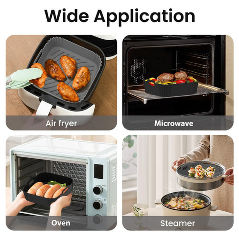 2 Pack Air Fryer Silicone Liners Square Airfryer Reusable for 4-5.5/5-8.5 QT