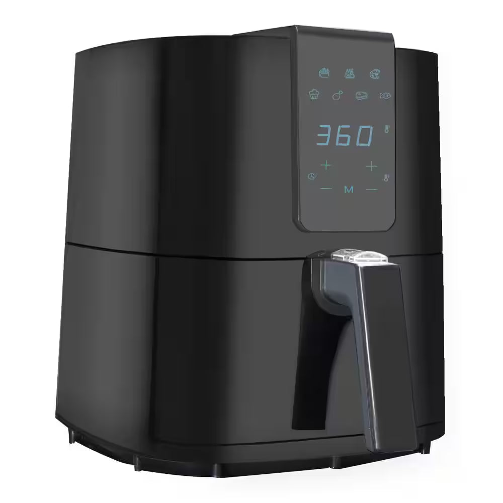 5.5 Qt. Black Digital Air Fryer with Slide Out Pan/Detachable Basket
