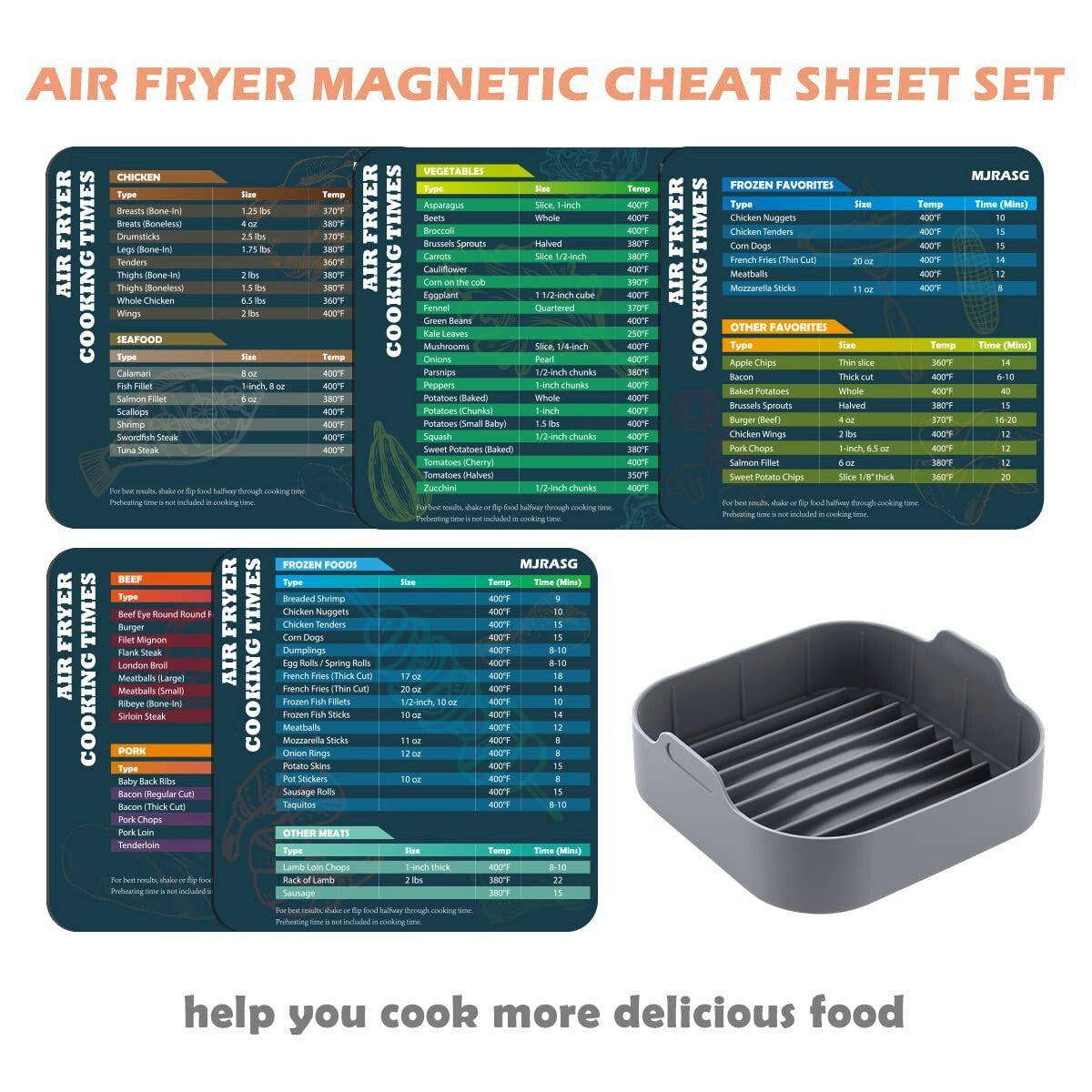 8 Inch Air Fryer Liners Square Silicone Pot with 5 PCS Air Fryer Magnetic Cheat