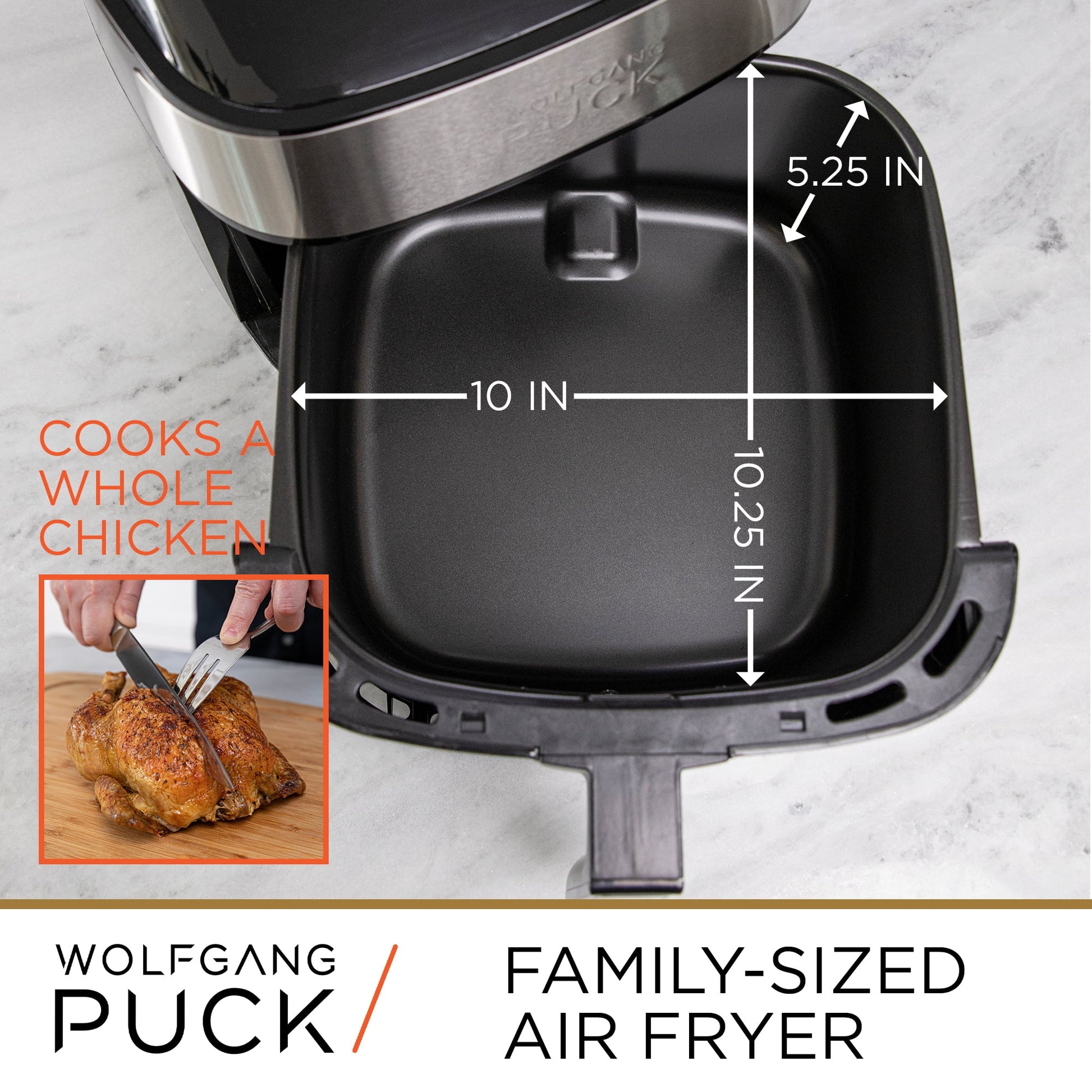 310Oz Stainless Steel Air Fryer, Large Single Basket Design, Simple Dial Controls