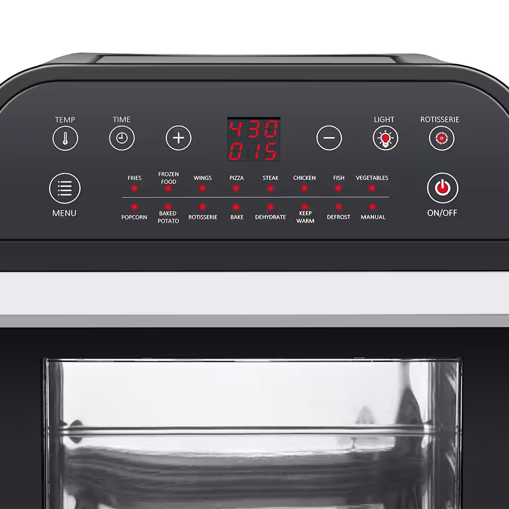 12.7 Qt. Black Rotisserie Oven and Air Fryer with Recipe Book