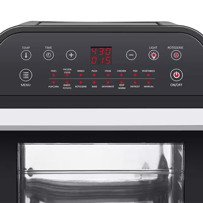 12.7 Qt. Black Rotisserie Oven and Air Fryer with Recipe Book