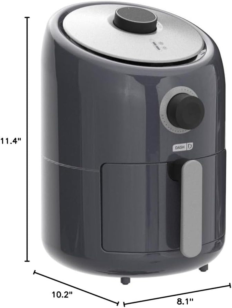 Compact Air Fryer Oven Cooker with Temperature Control, Non-Stick Fry Basket, Recipe Guide + Auto Shut off Feature, 2 Quart - Grey