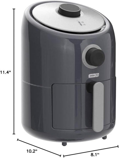 Compact Air Fryer Oven Cooker with Temperature Control, Non-Stick Fry Basket, Recipe Guide + Auto Shut off Feature, 2 Quart - Grey