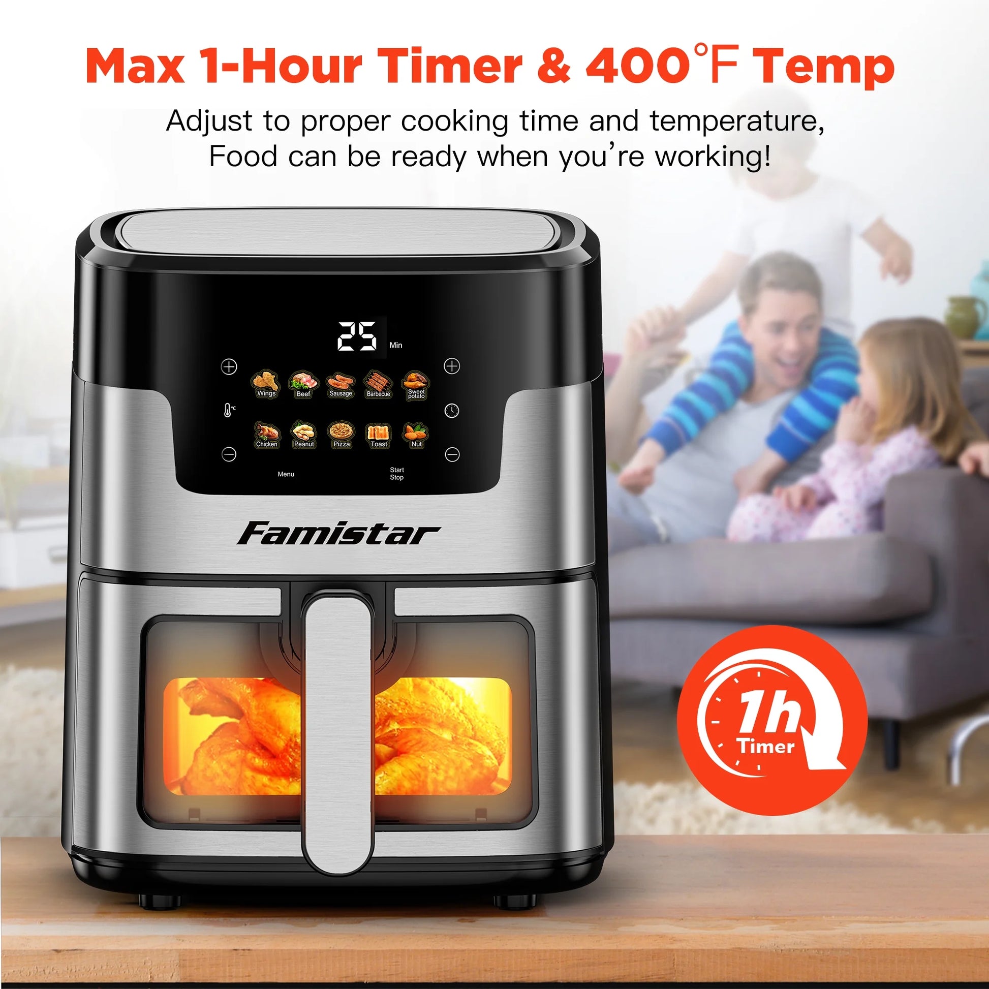 Air Fryer, 7.5QT Air Fryer Oven Oilless Cooker, 10-In-1 Hot Air Fryers with Digital LED Touch Screen, 10 Preset Cookings, Dishwasher-Safe Basket, Including Air Fryer Paper Liners 100PCS