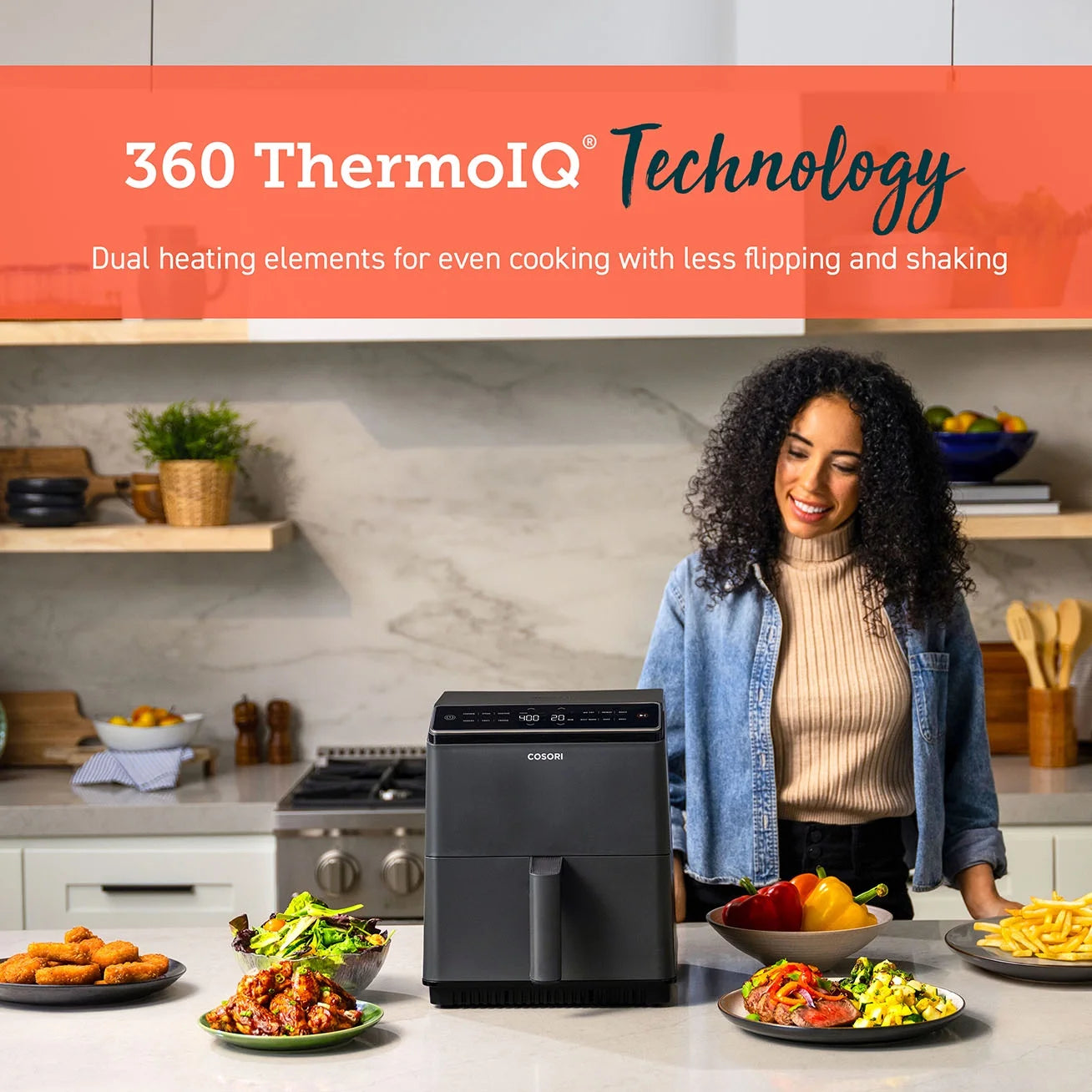 Dual Blaze 6.8Qt Ceramic Coating Smart Air Fryer - Dark Gray