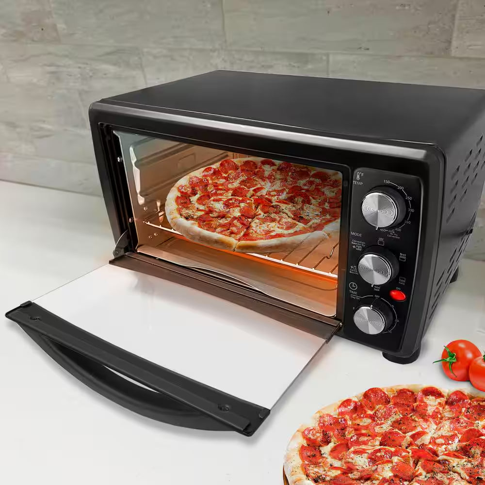 1400-Watt Black Toaster Oven, 5 Modes Air Fryer Bake Toast Cook, Temperature Control, 60 Min Timer