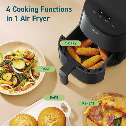 Small Air Fryer Oven 2.1 Qt, 4-In-1 Mini Airfryer, Bake, Roast, Reheat, Space-Saving & Low-Noise, Nonstick and Dishwasher Safe Basket, 30 In-App Recipes, Sticker with 6 Reference Guides,Grey