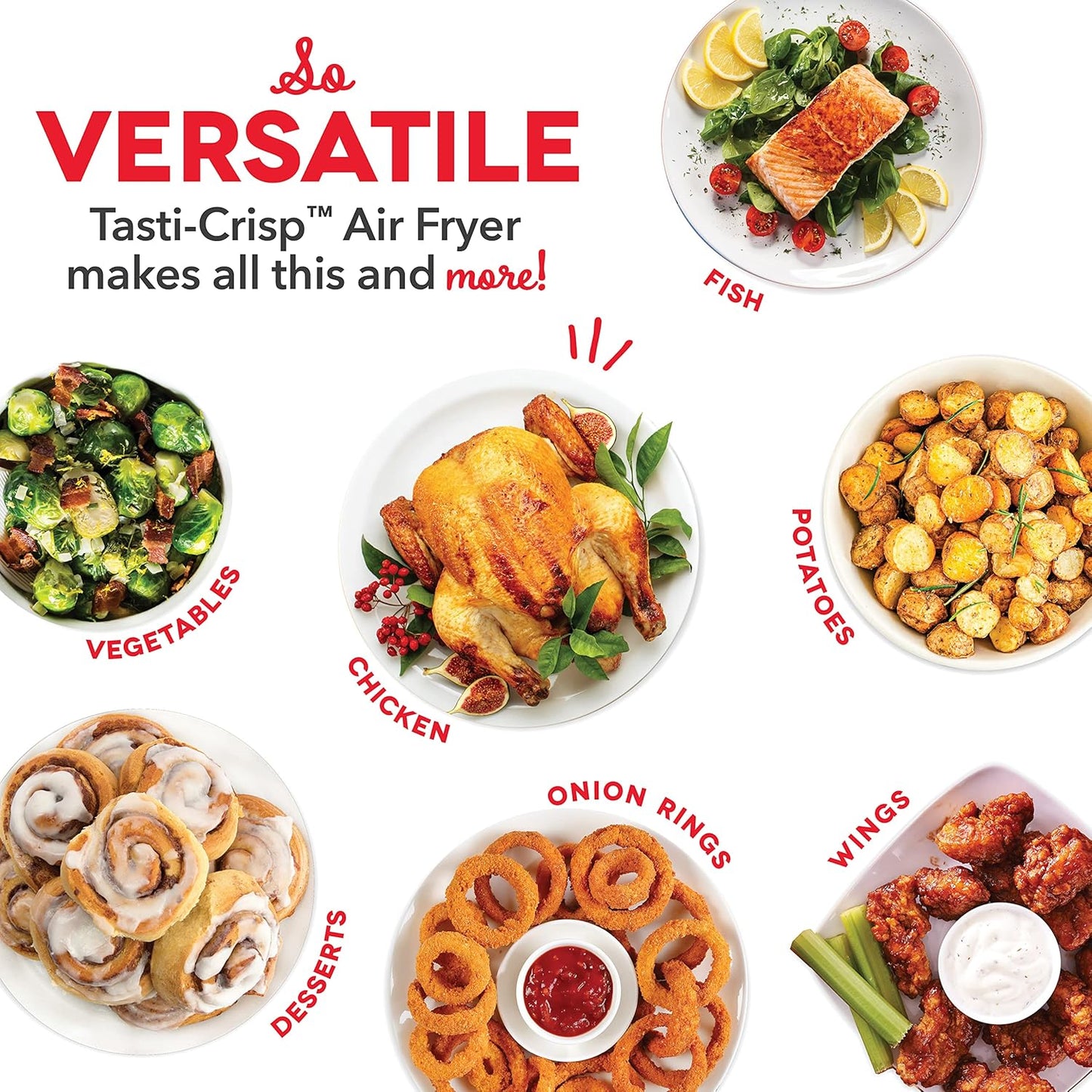 Tasti-Crisp™ Electric Air Fryer Oven, 2.6 Qt., Black – Compact Air Fryer for Healthier Food in Minutes, Ideal for Small Spaces - Auto Shut Off, Analog, 1000-Watt