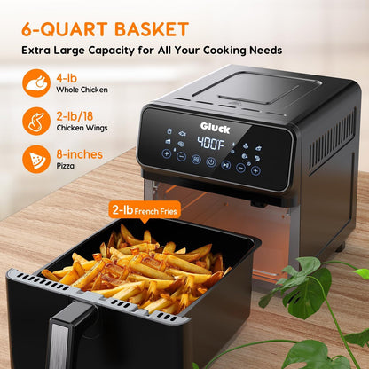 Air Fryer 6 Quart, Non-Toxic Airfryer with All Metal Inside, 1500W Large Air ...