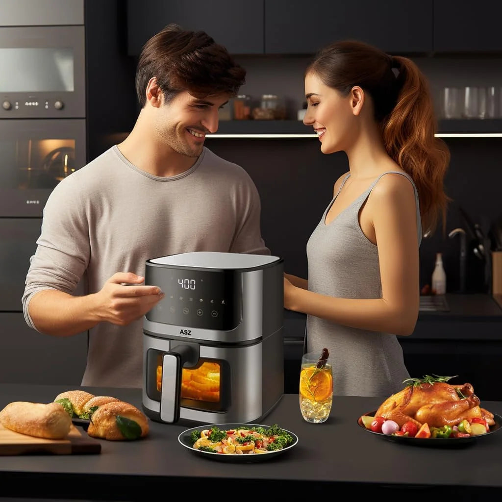 5Qt Air Fryer with Window Digital Airfryer 8 Presets 1400W Automatic Shutoff Non-Stick
