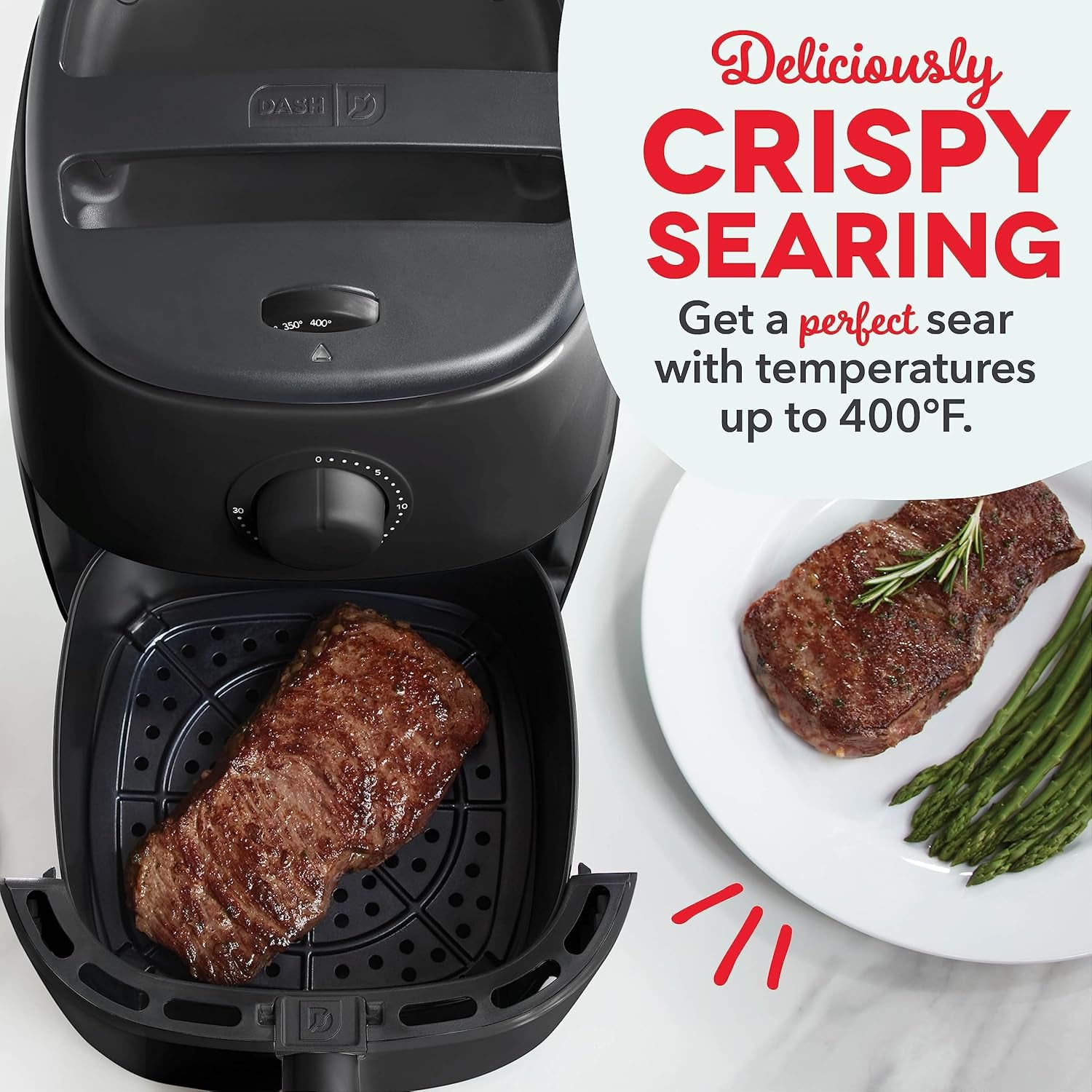 Tasti-Crisp™ Electric Air Fryer Oven, 2.6 Qt., Black – Compact Air Fryer for Healthier Food in Minutes, Ideal for Small Spaces - Auto Shut Off, Analog, 1000-Watt