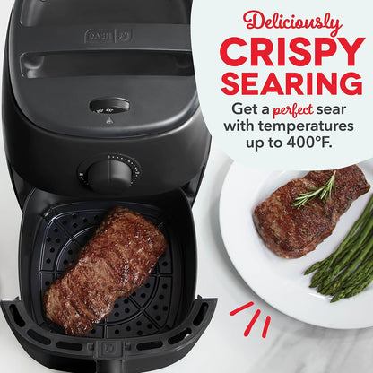 Tasti-Crisp™ Electric Air Fryer Oven, 2.6 Qt., Black – Compact Air Fryer for Healthier Food in Minutes, Ideal for Small Spaces - Auto Shut Off, Analog, 1000-Watt