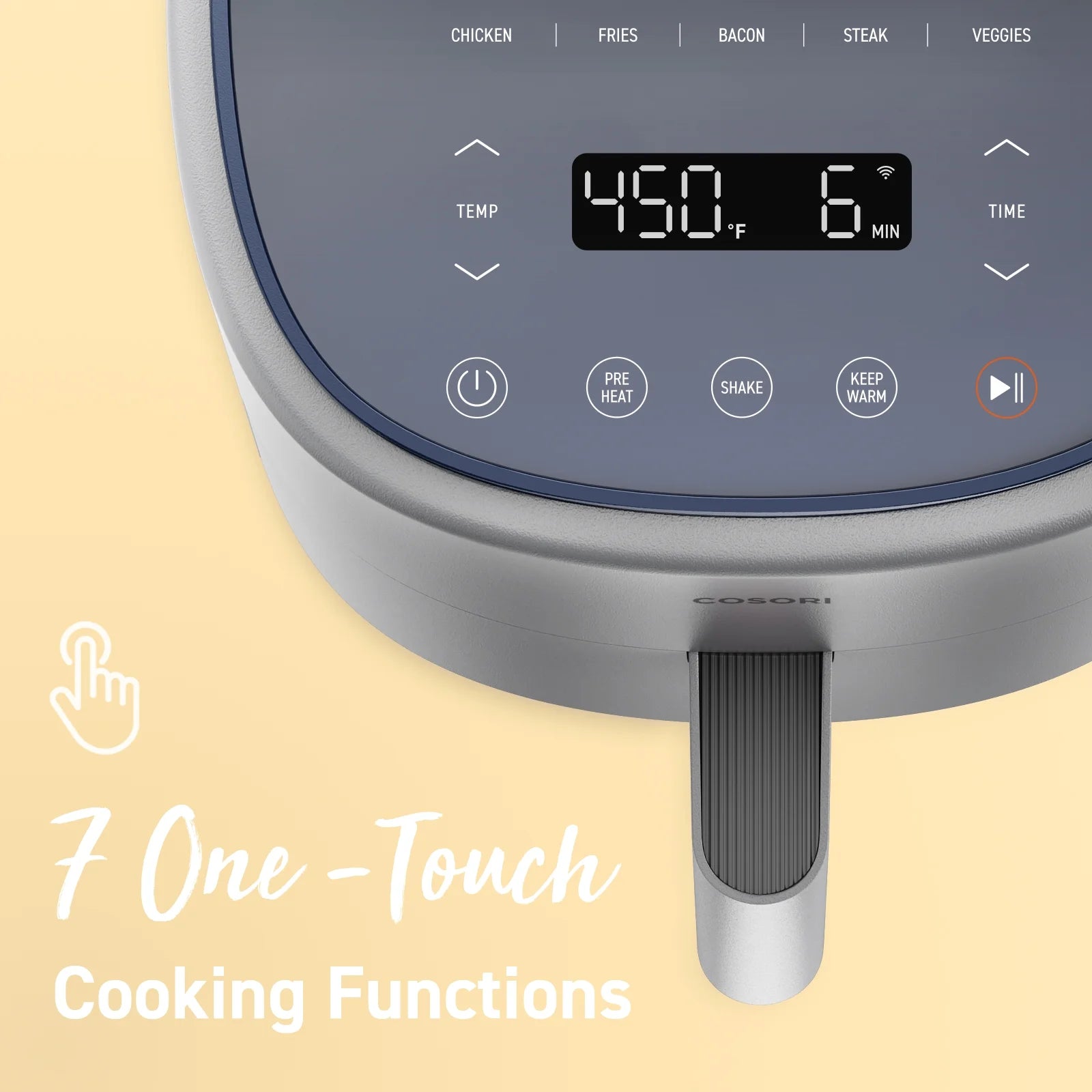 Smart Air Fryer, Lite 4 QT Compact 7-In-1 Oven, Preheat and Keep Warm, Voice Control, Dishwasher-Safe, Light Gray