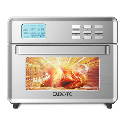 Air Fry Oven, 26.8 Quart 24 in 1 Function 360 Air Circulation, Bake, Broil, Toast, Air Fry, Air Roast, Digital Toaster, True Surround Convection, Includes Recipe Book, 1800 Watts, Steel Finish